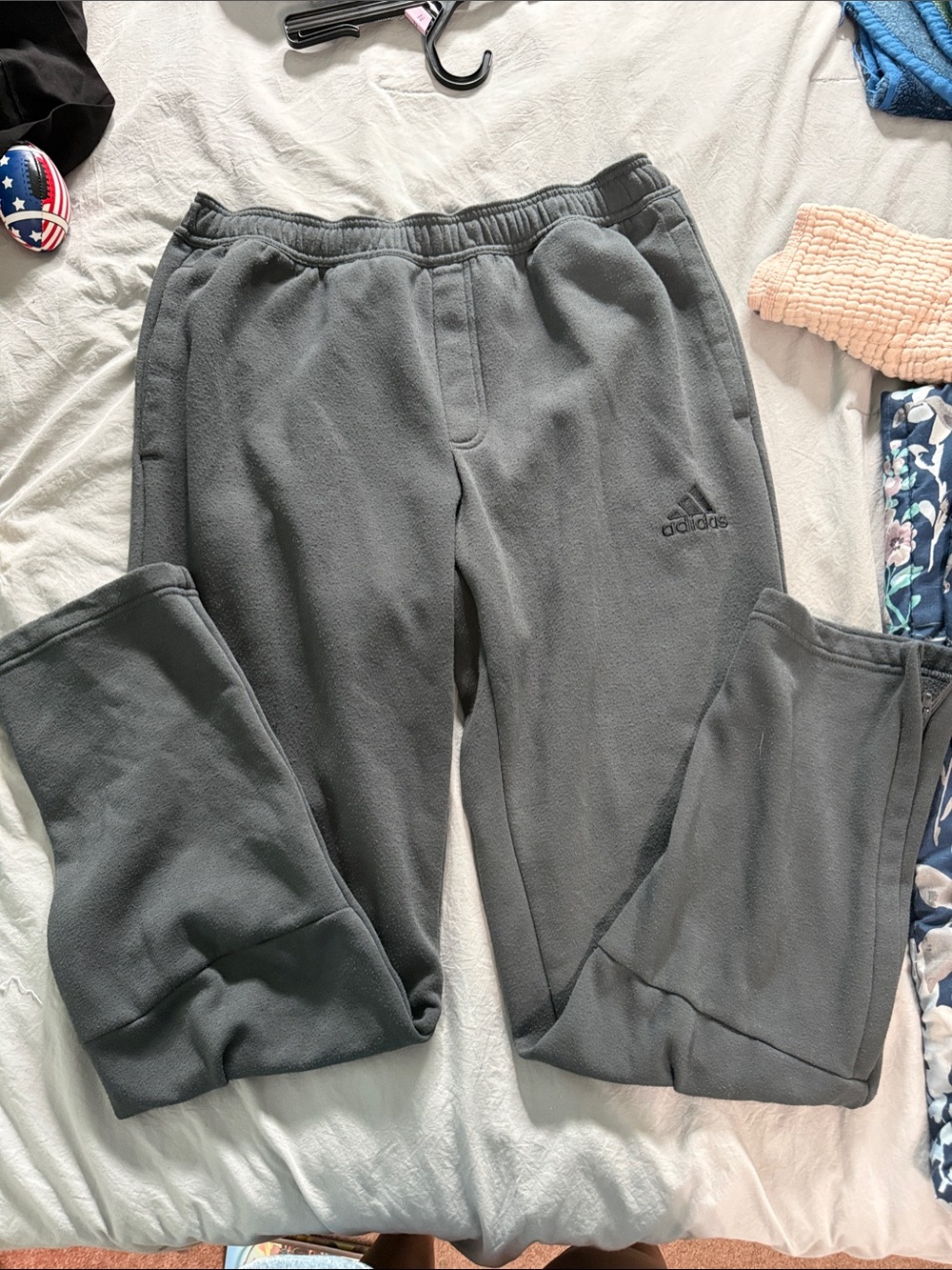 adidas Charcoal Gray Fleece Sweatpants with Logo